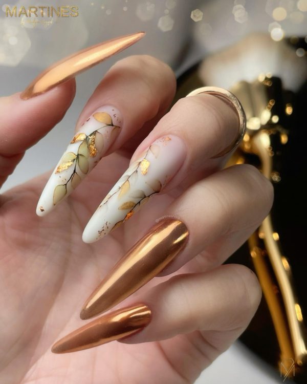 Golden Summer Nail Design