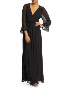 Long Sleeve Dresses, Drawstring Silk Maxi Dress