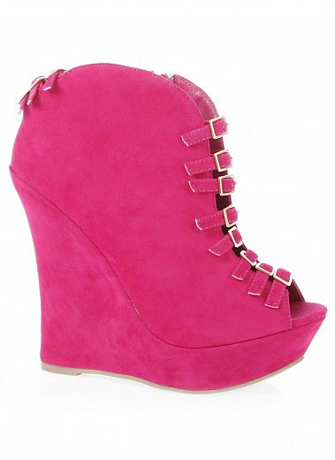 Bare Feet Shoes Strappy Buckled Wedge Booties By City Snappers