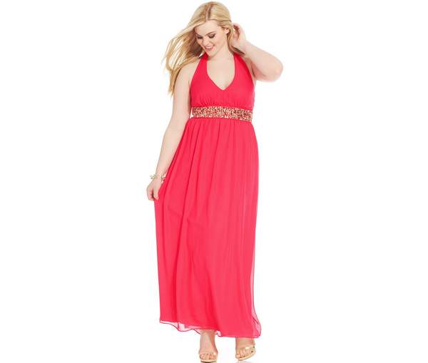 Trixxi Plus Size Halter Embellished Gown