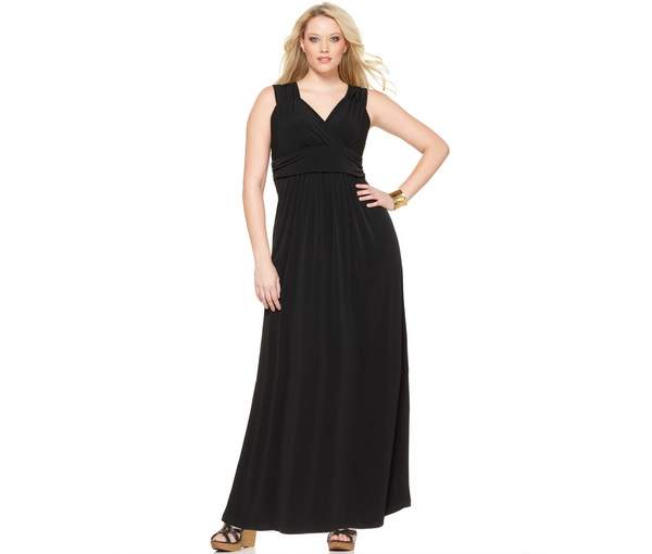 NY Collection Plus Size Sleeveless Ruched Empire-Waist Maxi Dress