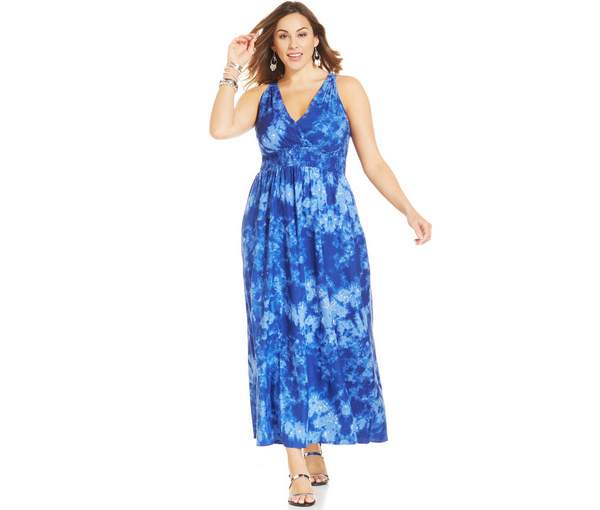 Stevie and Lindsay Plus Size Surplice Printed Maxi Dress