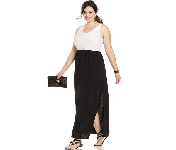 Extra Touch Plus Size Sleeveless Colorblocked Maxi Dress