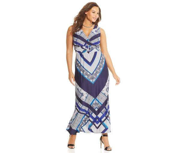 NY Collection Plus Size Printed Maxi Dress