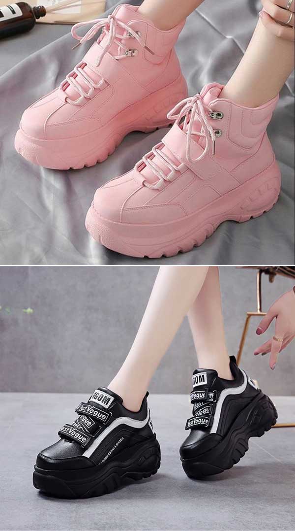 Pink and Black Chunky Sneakers