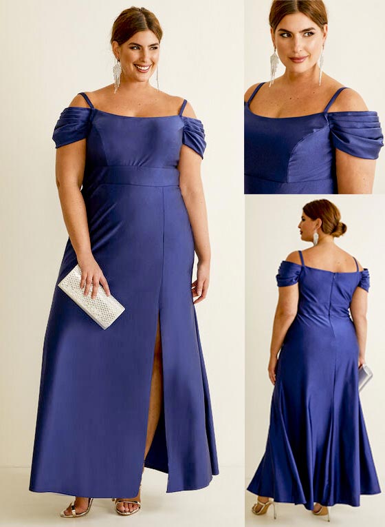 Laura Plus Size Satin Off-the-Shoulder Dress